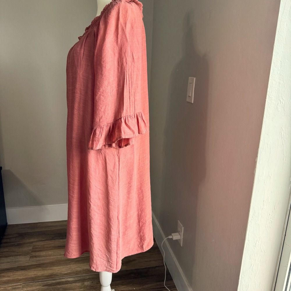 Naif Button Down Ruffle Sleeve Shift Dress XL - Picture 2 of 9